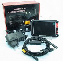 ВИДЕОЭНДОСКОП Гибкая камера, IP67, с LED подсветкой, HD, 2Mp, с Монитором 4,3", разрешение: 1920*1080,Диаметр камеры: 8 мм, Емкость аккумулятора: 2000