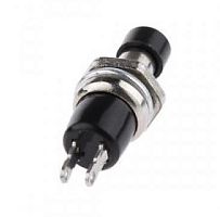 Кнопка круглая, 2pin, OFF-(ON) без фиксации, AC 220/250V 1.0A, нормально разомкнут, корпус: черный (PBS-10B, D-301, PB-105, PS-110, PBS-110)