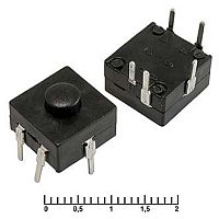 Кнопка для фонарика, 5pin, ON-ON с невидимой фиксацией, 30V  1.0A, нормально замкнут, корпус: черный (PBS-1204CD)