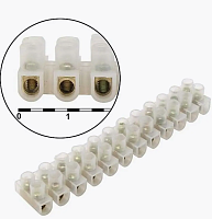Клеммная колодка винтовая КВ-10 (ЗПС21-10/ ЗВИ-10/ X3-1012) (12шт) БЕЛЫЙ (напр- 400В ток-10А; от 4мм2 до 10мм2 U type