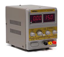 Блок питания лабораторный трансформаторный, 0-15V, 0-2A, 30W, 165x118x230мм, вх: AC 220-250V, с кабелем YIHUA 1502DD+