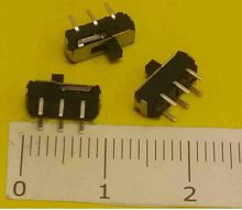 Микропереключатель 6PIN (CB-310) ON-ON 2 положен. (8,6х2х3 мм.) толкатель NT (h2х1,5х1,5 мм) вертик. монтаж, корп. пластик №11