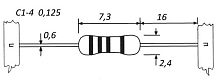 РЕЗИСТОР 0.125W       2 OM имп углерод С1-4 5%
