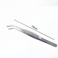 ПИНЦЕТ 180 мм  Изогнутый; Остроконечный; С насечками; В блистере; Нержавеющая сталь; ремонт и монтаж печатных плат, пайка SMD, работа под микроскопом,