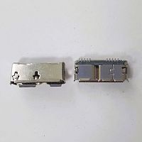 Разъем - гнездо microUSB-B (10pin) на плату; ver.3.0-3 С заглушкой 74013 Вертикальн.исполнение (10 конт-SMD /2 устан.лепестка-SMD.) края передн.торца-