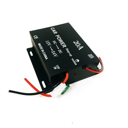 Преобразователь напряжения автомобильный. Uвх.= 12v; Uвых.= 24v; I=20A; (12/24); корпус- металл; цвет: черный; 2 провода для подключения (красн/ черн. фото 2