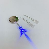 СВЕТОДИОД 5ММ СИНИЙ мигающий 3 Cd (3000 mCd) U=12v угол свеч: 30°;  цв.линзы: прозрачный ( DFL-5AB4MC-12-B) длинный "+" СОБЛЮДАТЬ  ПОЛЯРНОСТЬ!  внешни