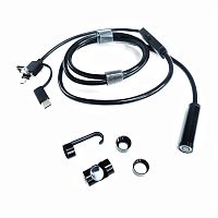 ВИДЕОЭНДОСКОП Гибкая проводная камера Inskam "Android 3in1" (microUSB + USB + Type-C) (d=12мм) IP68; жесткий кабель- 1м 5.0Mpix;