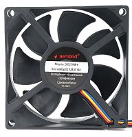 Вентилятор компьютерный DC12V, 80x80x25мм, 3000об/мин., подш. скольжения, 4pin, 0.18A 2.16W Gembird D8025HM-4, провод: 30см