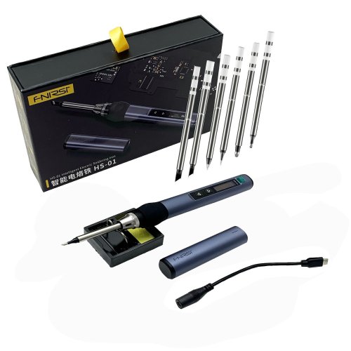 ПАЯЛЬНИК FNIRSI HS-01 миниатюрный, НАБОР: (подставка для паяльника, 6 сменных жал в ассортименте (BC2/BC3/B2/KR/K65/ILS), кабель TypeC-гнездо 5,5*х2,5 ПАЯЛЬНИК FNIRSI HS-01 миниатюрный, НАБОР: (подставка для паяльника, 6 сменных жал в ассортименте (BC2/BC3/B2/KR/K65/ILS), кабель TypeC-гнездо 5,5*х2,5