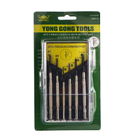 НАБОР Часовых отверток мини  6 предметов LB-010M YONG GONG TOOLS (часовые)  Для ремонта ПК, мобильных телефонов, часов Размер:- "+"   #1 / #0- Плоская