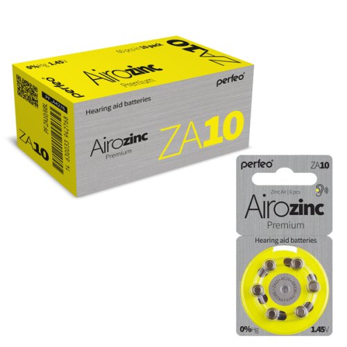 БАТАРЕЙКА  ZA10 <PERFEO> (PR70/AC10/DA230) 1,45V, Zinc-Air (воздушно-цинковая),Airozinc Premium, Для слуховых аппаратов, Цена за 1шт.(BL-6) фото 2