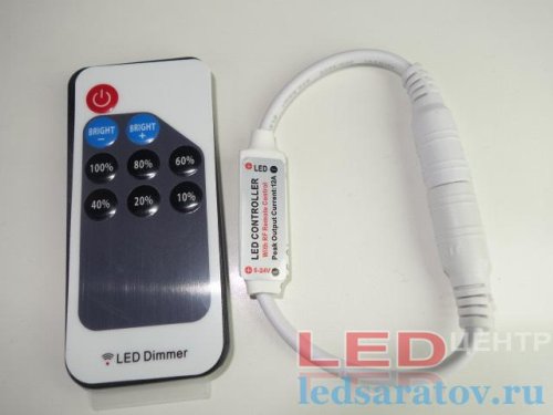 Диммер с  RF-пультом: 6A, мини, DC12-24V  ( Пульт-9кн.), 433MHz, зона действия-15 м, для регулировки яркости одноцветной св/диодной л                  фото 2