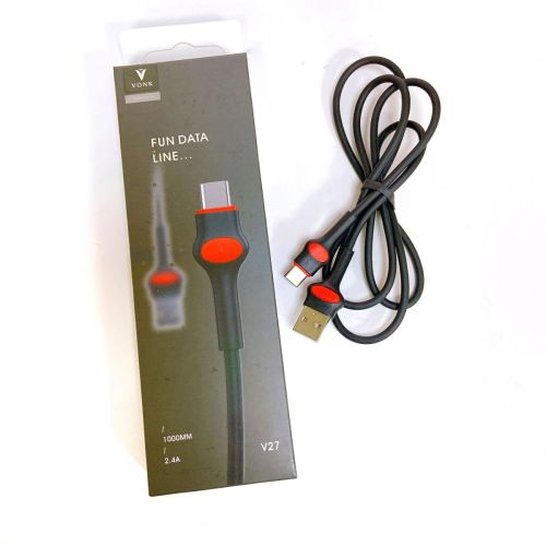 КАБЕЛЬ USB-AM / USB x Type-C (штекер) 1.0М "V-27-TC VONK" 2,4A (быстрая зарядка); круглый; гибкий в резиновой изоляции; d=3мм; цвет: черный КАБЕЛЬ USB-AM / USB x Type-C (штекер) 1.0М "V-27-TC VONK" 2,4A (быстрая зарядка); круглый; гибкий в резиновой изоляции; d=3мм; цвет: черный