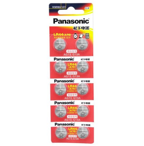 БАТАРЕЙКА  G13(LR44) <PANASONIC> (AG13/ 357/ A76/ 1154) 1,5V  Alkaline <Дисковая> ( 11,6х5,4мм ), Китай 