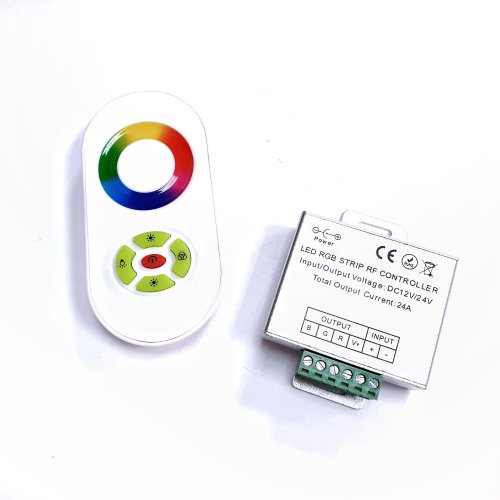 Контроллер RGB с RF-пультом: (сенсорный 2,4GHz + 5 кнопок управления),  24A  DC12-24V (288W) 6PIN; габариты: 80х63х23мм; ( Упр.RGB-лентой ) 