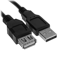КАБЕЛЬ USB >USB AM-AF ver.2.0   1,0м  УДЛИНИТЕЛЬ (USB-AF USB-AM) - черный "ГАРНИЗОН"