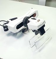 ОЧКИ РАДИОМОНТАЖНИКА СО СМЕННЫМИ ЛИНЗАМИ И ЛУПАМИ   №9892E-1 NEW  С подсвет 2LED(св/д)-пит.3AAA(R03) РЕГУЛИР.НА ЛЕВЫЙ И ПРАВЫЙ ГЛАЗ Увелич: (1.0х/1.5х