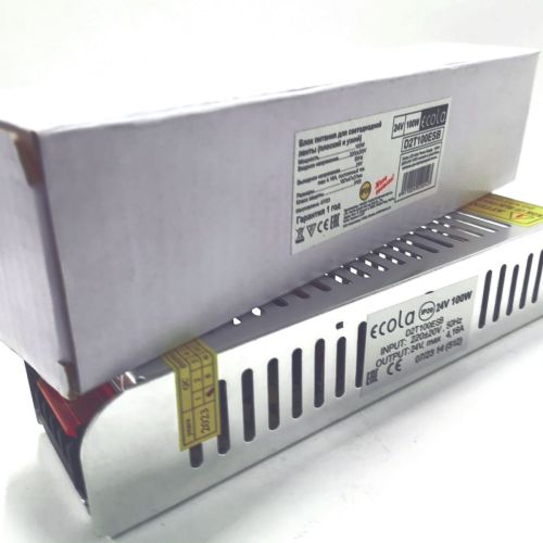 Блок питания для св/д техники, 24V, 4.2A, 100W, разъем под болт, Strait (узкий), 187x47x37мм, IP20, вх: AC 220-250V, вх. разъем: разъем под болт, мета фото 2