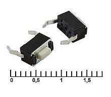 Микрокнопка прямоугольная тактовая, 2pin, 6x3,6x4мм, L=1мм, DIP (IT-0343, SWT-1, KAN3511A-0431B)