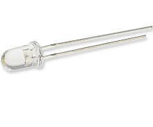 СВЕТОДИОД 5мм Белый 2-4 Cd 14v, 6000K , Угол свеч: 20° ) ; цв.линзы: прозрачный; сверхъяркий; встроенный резистор. 