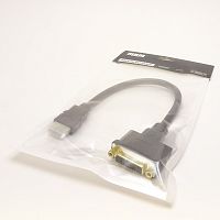 ПЕРЕХОДНИК DVI (ГНЕЗДО) 24PIN+1 НА HDMI (ШТЕКЕР) на кабеле 0,3м; контакты GOLD; предназначен для передачи высококачественного цифрового видеосигнала м