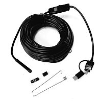 ВИДЕОЭНДОСКОП Гибкая камера  "Android 3 in 1" (microUSB + USB + Type-C) (d=5,5мм/мягкий кабель- 10м) ; IP67;  HD 640*480/1280*720; фокусное расстояние