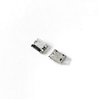 Разъем - гнездо microUSB-B (5pin) на плату; ver.2.0 Горизонт.исполн; поверхн.монтаж (5 контактов-SMD/2 уст.лепестка DIP) (дл=5.9мм/шир=7.7мм)