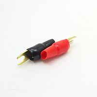 КЛЕММА ДЛЯ АВТО ВИЛОЧНАЯ U-образная ИЗОЛ ПОД М5/Кабель 25мм2  КРАСНАЯ/ЧЕРНАЯ GOLD  (PREMIER 7-117)