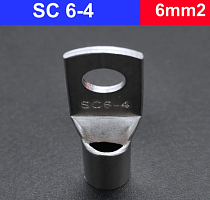 Наконечник (обжимная клемма) М4 для силового кабеля 6mm2; SC6-4 (КВТ6-4) (TML6-4) предназначена для оконцевания проводов и кабелей с медными жилами на