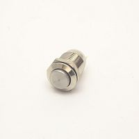 Антивандальная кнопка круглая для домофона, 2pin, OFF-(ON) без фиксации, 12-24V 2.0A, под гайку М12, под пайку, d:12мм, нормально разомкнут (A12-B2)