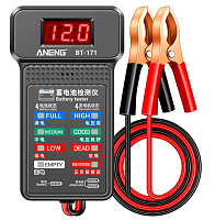 Тестер зарядки аккумулятора  12V BT-171, ANENG, 115х70мм, с дисплеем, L проводов с "крокодилами"=35см, Испытания аккумуляторов 12 В