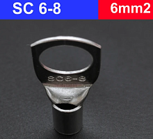 Наконечник (обжимная клемма) М8 для силового кабеля 6mm2; SC6-8 (КВТ6-8) (TML6-8) (JGB6-8.2) предназначена для оконцевания проводов и кабелей с медным
