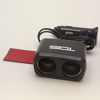  TDS TS-CAU17  Раздвоитель гнезда прикуривателя с проводом  In-CAR  Вх: DC12V; Вых:  2х12V  60W  ;  провод L= 0,6м; 