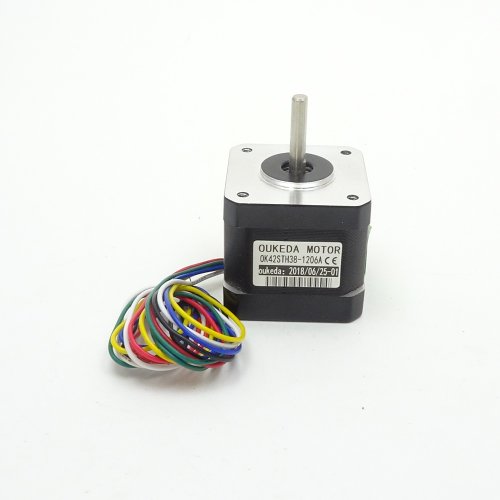 Мотор шаговый Nema 17 (OK42STH38-1206A) четырехфазный, униполярный, 6ти проводной. Ток фазы: 1.2А.