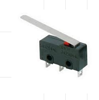 Микропереключатель с пластиной 23мм, 3pin без фиксации, AC 220/250V 5.0A, под пайку, 20x18x6мм, толкатель: красный, корпус: черный (A-202, SC7301, KW1