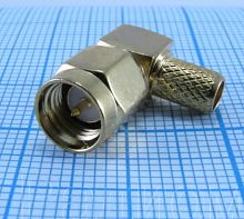 Разъем SMA-LC58P штекер GOLD под RG-58 обжимной прям. угол