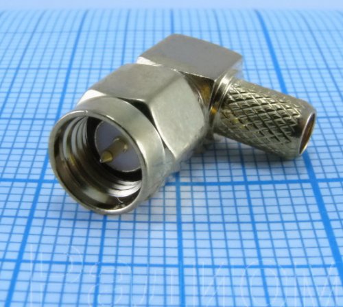 Разъем SMA-LC58P штекер GOLD под RG-58 обжимной прям. угол (не комплект нет заглушки)