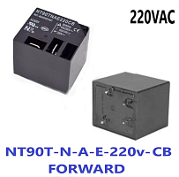 Реле э/м AC220V 40A 4+2pin, пайка (PCB), Контакты: 1гр. на замыкание (1А) (40A/14VDC; NO: 40A/240VAC) 50,2x32,5x27,5мм (FORWARD NT90TNAE220CB) Контакт