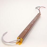 Блок питания для св/д техники, 24V, 1.5A, 36W, с проводами, мебельный (длинный), 260x18x18мм, IP22, вх: AC 110-240V, металл SLF