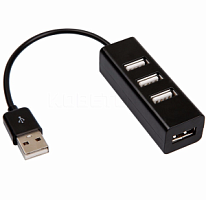 Разветвитель USB 2.0 (4 входа) 4-PORT HUB  480Mbps  Длина кабеля 0,18м  Не для зарядки устройств!  (Концентратор USB (HUB)) черный 
