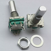 Энкодер  5pin 11,7х13,5мм, ручка мет. под спил D=6 L=20мм. крепеж п/гайку М7 (дискр.=20) п/круг 6мм с кнопкой РЕСАНТА САИ-250ПН