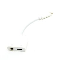 КАБЕЛЬ-ПЕРЕХОДНИК LIGHTNING - AUX (гнездо 3,5мм)+ LIGHTNING  0.12М "CQ-010"; Круглый; d=3,5мм; цвет:Черный; поддерживает устройства с разъёмом Lightni