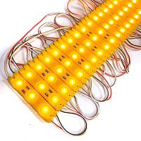 Модуль 3 св/диода ЖЕЛТЫЙ люкс SMD 2835 с линзой U=12V, P=0,72W, угол 175°, IP65. ; расстояние между центрами 200мм