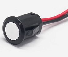 Антивандальная кнопка круглая для домофона, 2pin, OFF-(ON) без фиксации, 12-24V  5.0A, защелка, с проводами, d:12мм, IP67 (FLM12-BW)