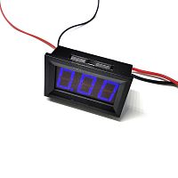 Амперметр 0-10А DC (+-1%) (с шунтом), 3-хразрядный, Цифровой, Встраиваемый,Синие цифры (h=14мм),  Uпит=4-28V; ток потр=20mA; габар:49х29х35мм, 