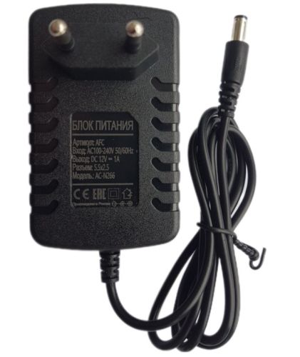 Блок питания импульсный, 12V, 1.0A, 12W, штекер: 5,5 х 2,5мм, В розетку, вх: AC 100-240V AC-N266/LP-67 Блок питания импульсный, 12V, 1.0A, 12W, штекер: 5,5 х 2,5мм, В розетку, вх: AC 100-240V AC-N266/LP-67