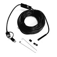 ВИДЕОЭНДОСКОП Гибкая камера  "Android 3 in 1" (microUSB + USB + Type-C) (d=5,5мм/жесткий кабель- 10м) ; IP67;  HD 640*480/1280*720; 