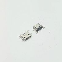 Разъем - гнездо microUSB-B (5pin) на плату; ver.2.0 ОБРАТНЫЙ Горизонт.исполн; врезн.монтаж (5 контактов-SMD/4 уст.лепестка-DIP); края передн.торца-ров