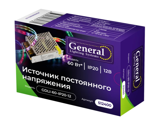 Блок питания для св/д техники, 24V, 2.5A, 60W, разъем под болт, "сетка", 110x78x38мм, IP20, вх: AC 220-250V, вх. разъем: разъем под болт, металл GENER фото 2